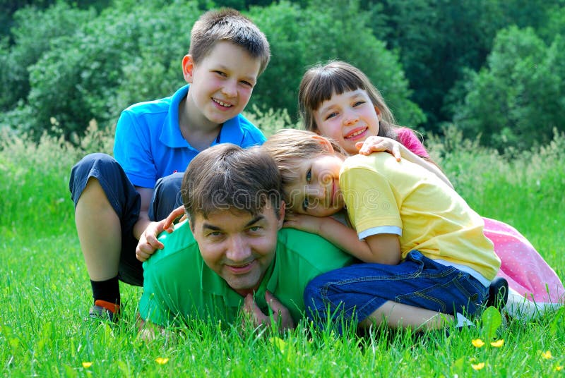 Children playing with uncle