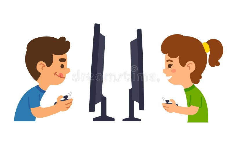 Children Playing Video Games Stock Vector - Illustration of child, flat:  70679586