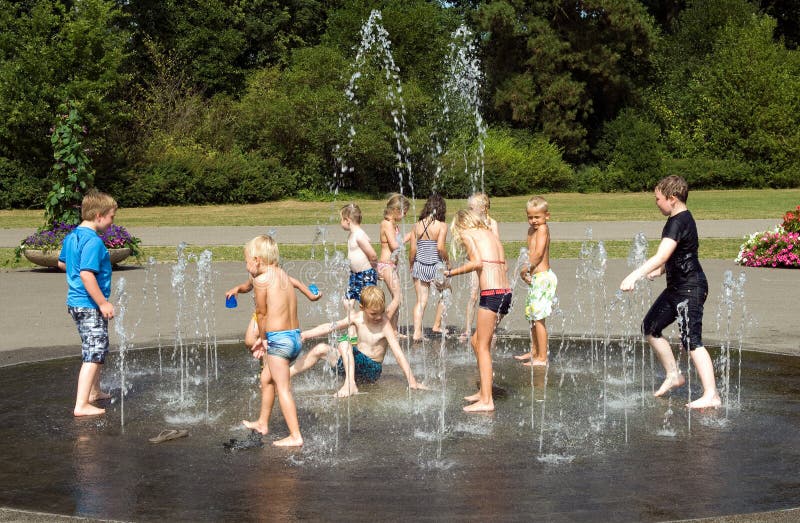 Children playing with water