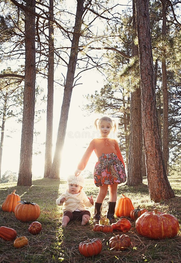Children at pumpkin patch