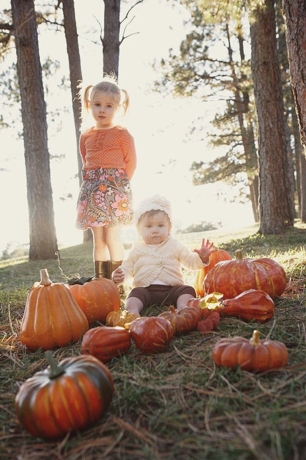 Children at pumpkin patch