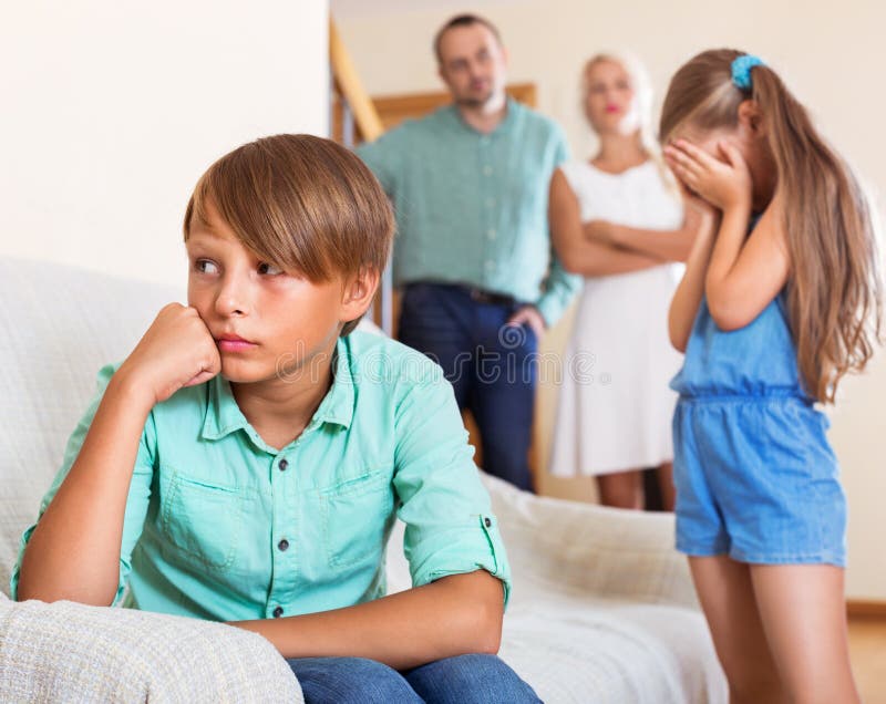 Children quarrel at home stock image. Image of conflict 65093943