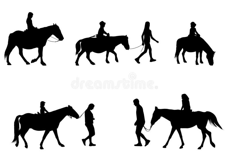 Children riding horses stock illustration Children riding horses stock illustration