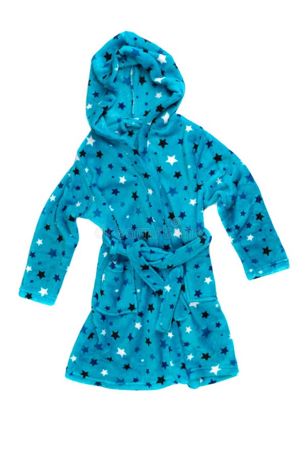 Children s blue bathrobe. stock image. Image of hanging 72717403