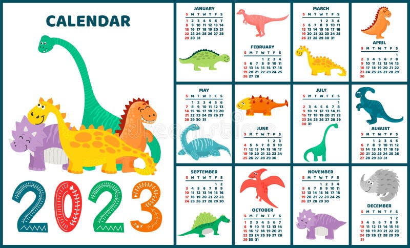 Children S Calendar Template for 2023. Bright Vertical Design with Children S Calendar Template for 2023. Bright Vertical Design with