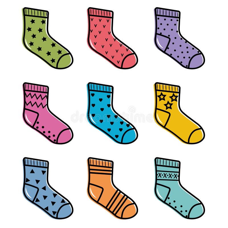 Children S Colored Socks, Vector Isolated Cartoon-style Illustration ...