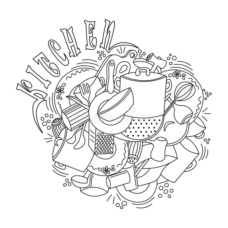 Printable Grill with Utensils Coloring Page