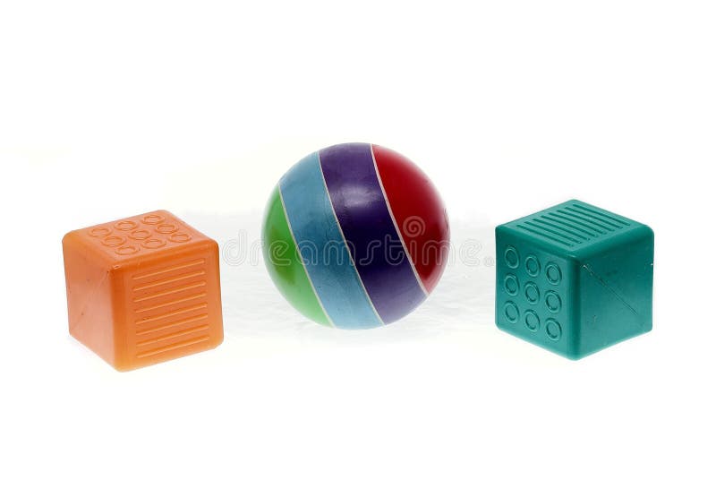 Children's cubes and rubber ball