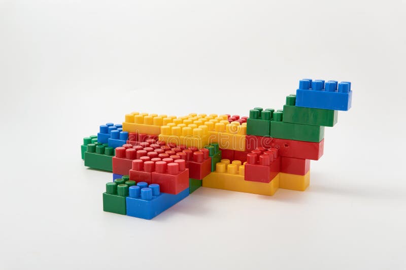 Figures from a colored cubes designer on a white background royalty free stock photo