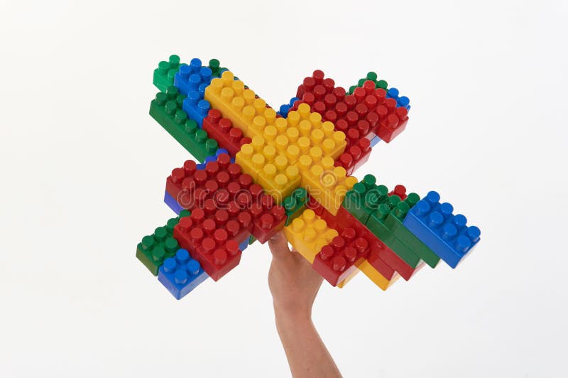 Figures from a colored cubes designer on a white background stock images