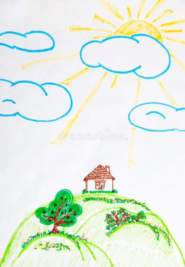 Children's drawing stock photo