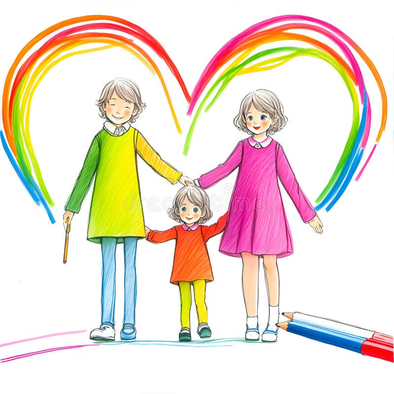 My Happy Family Kids Drawing Style Stock Illustration 582854911 |  Shutterstock