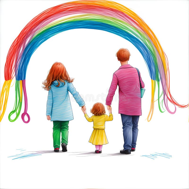 Happy family with house. Kids drawing. Kindergarten children illustration.  Mother, father, sister, brother. Parents, childhood. Stock Vector by  ©Helen_F 407577062