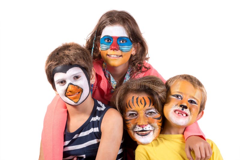 Kid and Granny with Face-paint Stock Image - Image of cute, happy ...