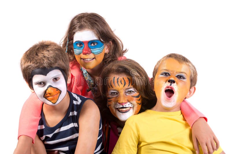 Kid and Granny with Face-paint Stock Photo - Image of childhood, party ...