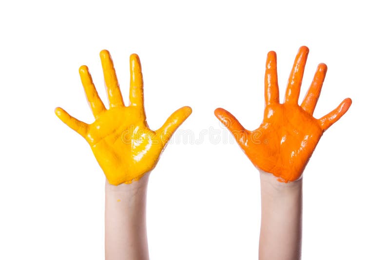 Children's hands colored dye. stock photo Children's hands colored dye. stock photo