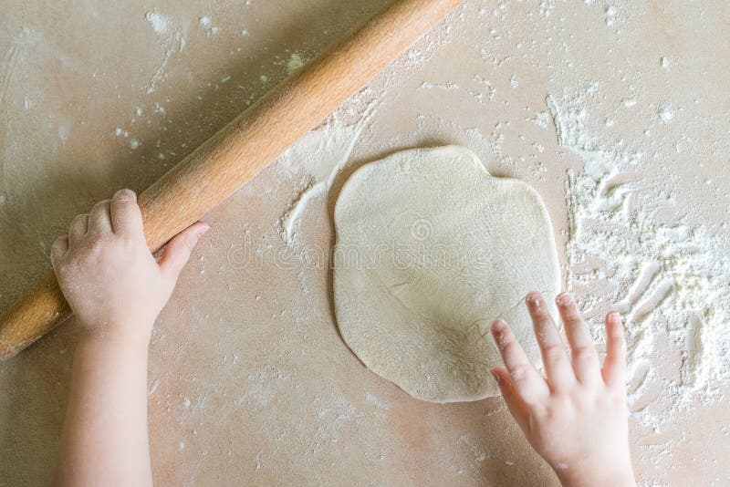 Children`s Hands Rolled Dough Stock Image Image of activity, cookie