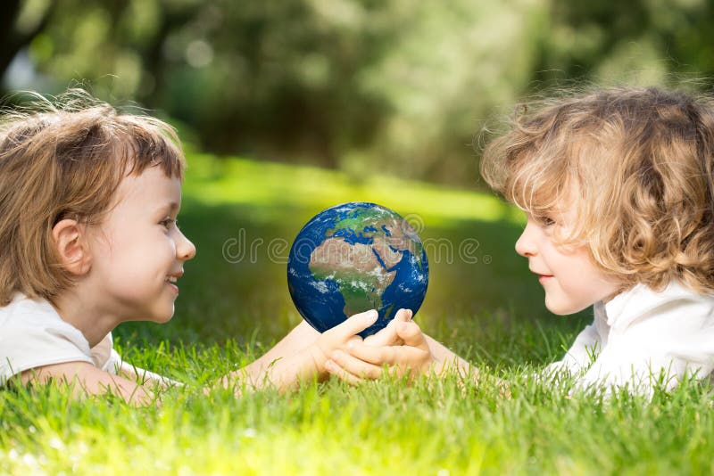 Earth in children`s hands