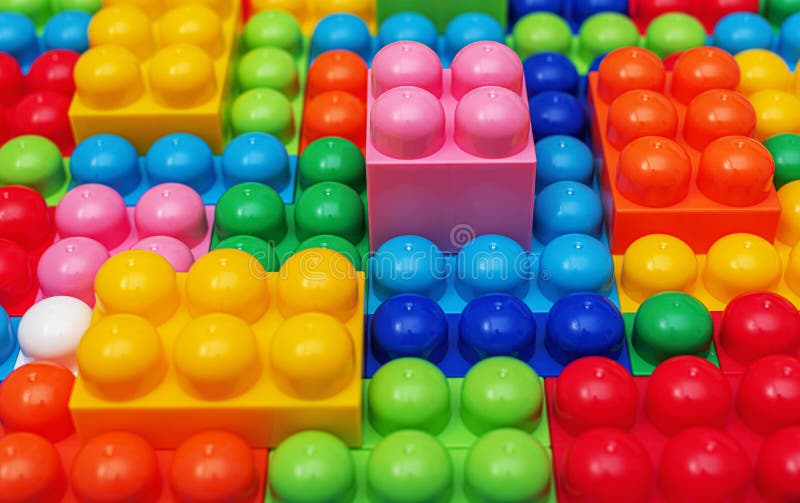 Children&#x27;s multi-colored constructor as an abstract background. Multicolored blocks close-up. royalty free stock image