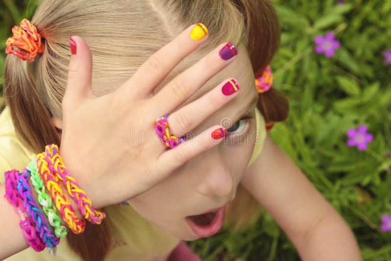 Children S Multicolored Manicure. Stock Image - Image of lifestyle ...