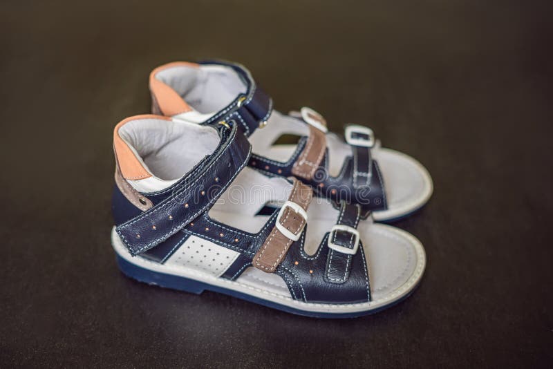 Children`s Orthopedic Shoes. Thomas Heel, Arch Support Stock Image