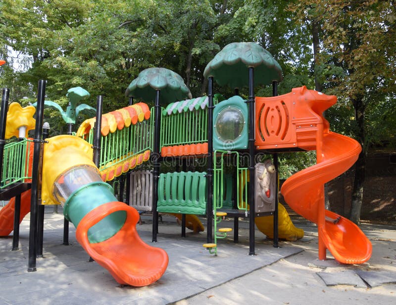 Children`s Playground in the City Park. a Modern Playground in the City