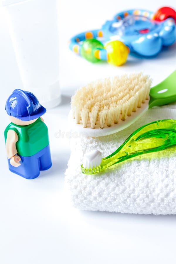 Children`s Toothbrush Oral Care on White Background Stock Photo Image