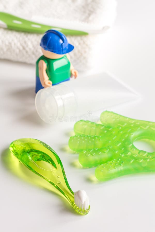 Children`s Toothbrush Oral Care on White Background Stock Photo Image