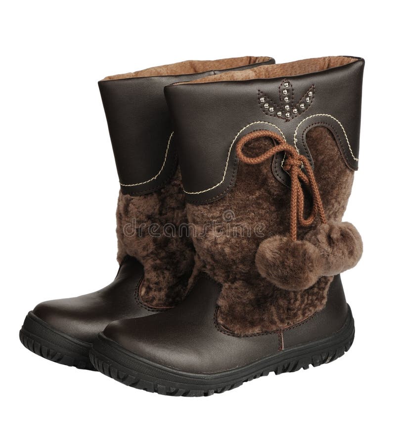 Children's winter boots, isolated royalty free stock images Children's winter boots, isolated royalty free stock images