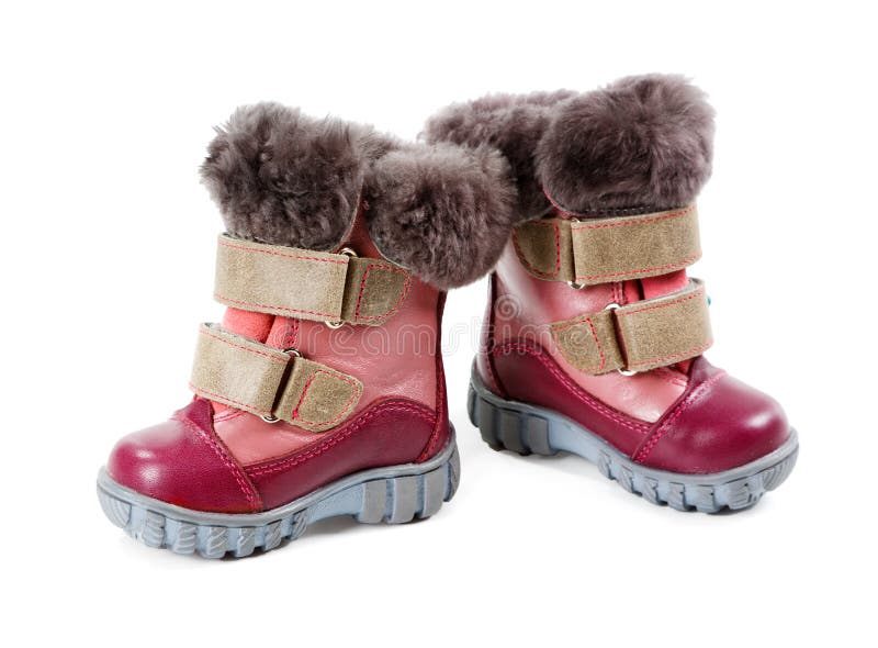 Children S Winter Boots on White Stock Image Image of comfortable