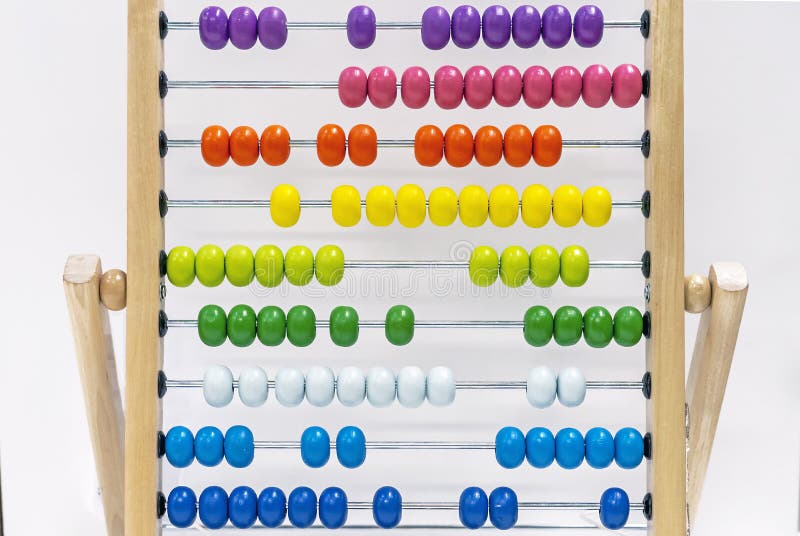 Children`s wooden abacus on an white background royalty free stock photos