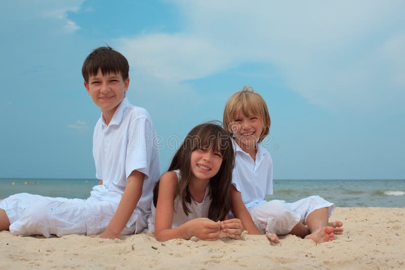 Children on sandy beach royalty free stock photography Children on sandy beach royalty free stock photography
