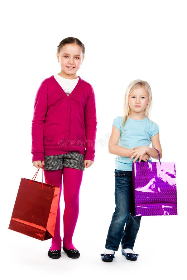 Children with shopping stock photo. Image of colored 29401728
