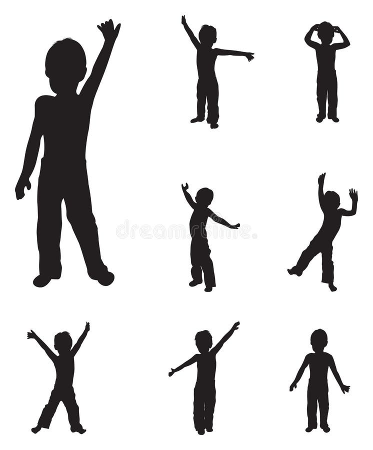 Children silhouettes dancing