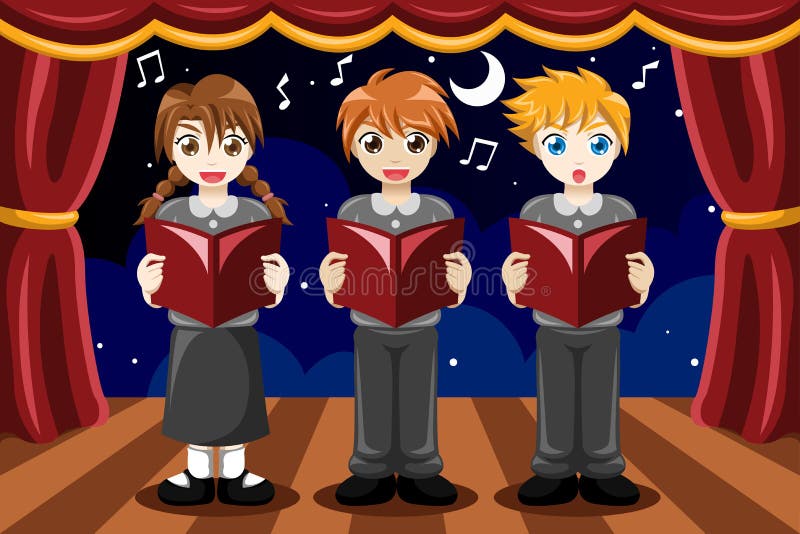 Children singing in a choir vector illustration Children singing in a choir vector illustration