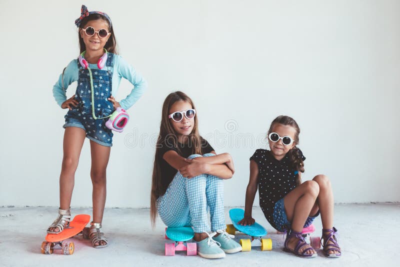 Children with skatboards royalty free stock photo Children with skatboards royalty free stock photo