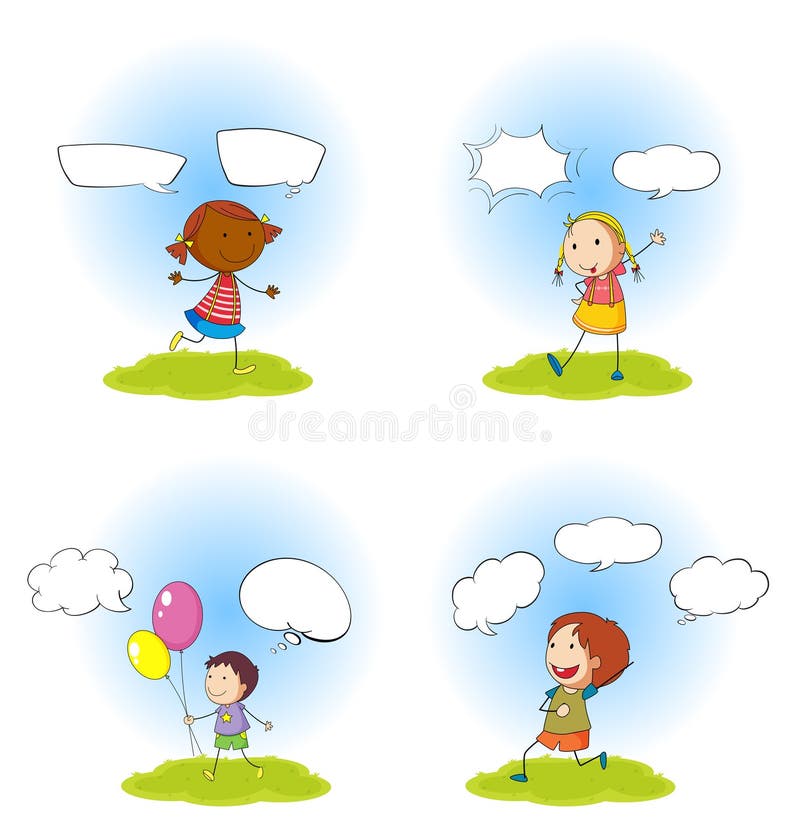 Children and Speech Bubbles Set Stock Illustration - Illustration of ...