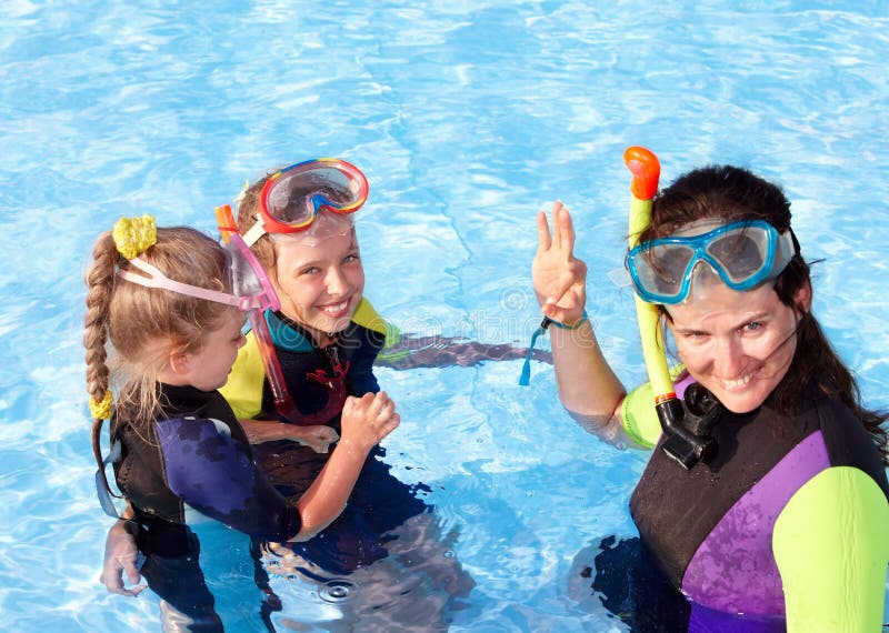 Children in Swimming Pool Learning Snorkeling. Stock Image Image of