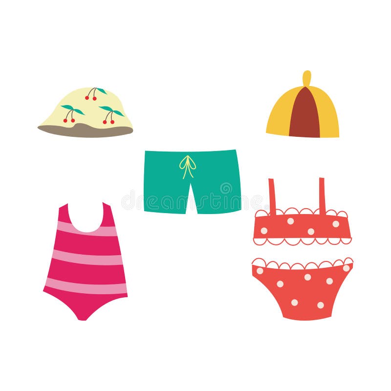 Children Swimsuit Set - Collection of Summer Swimwear for Little Kids ...