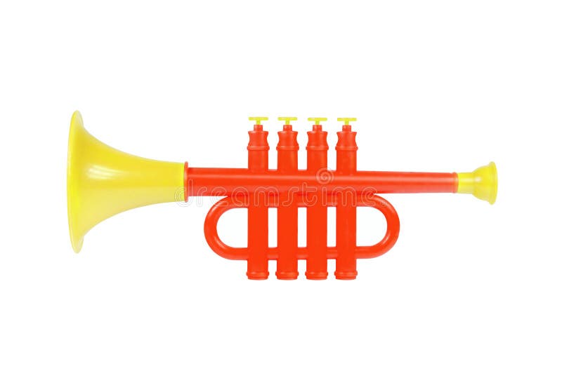 Children trumpet made of colored plastic