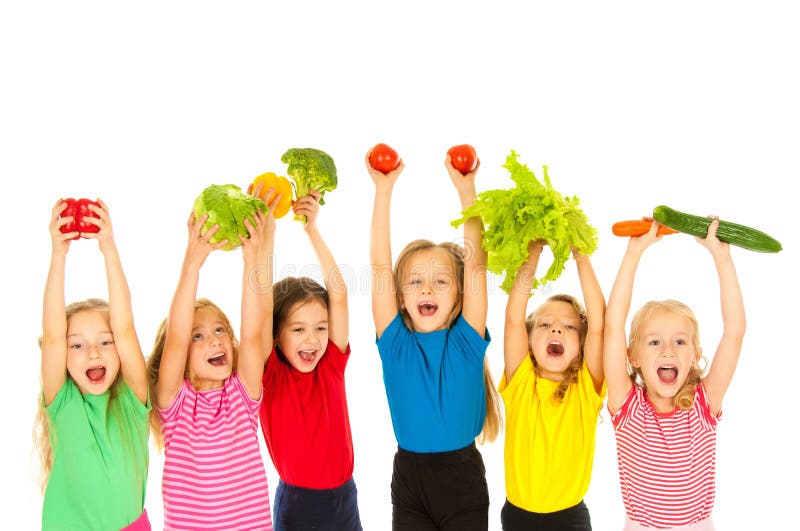 Gruppo di bambine verdura.