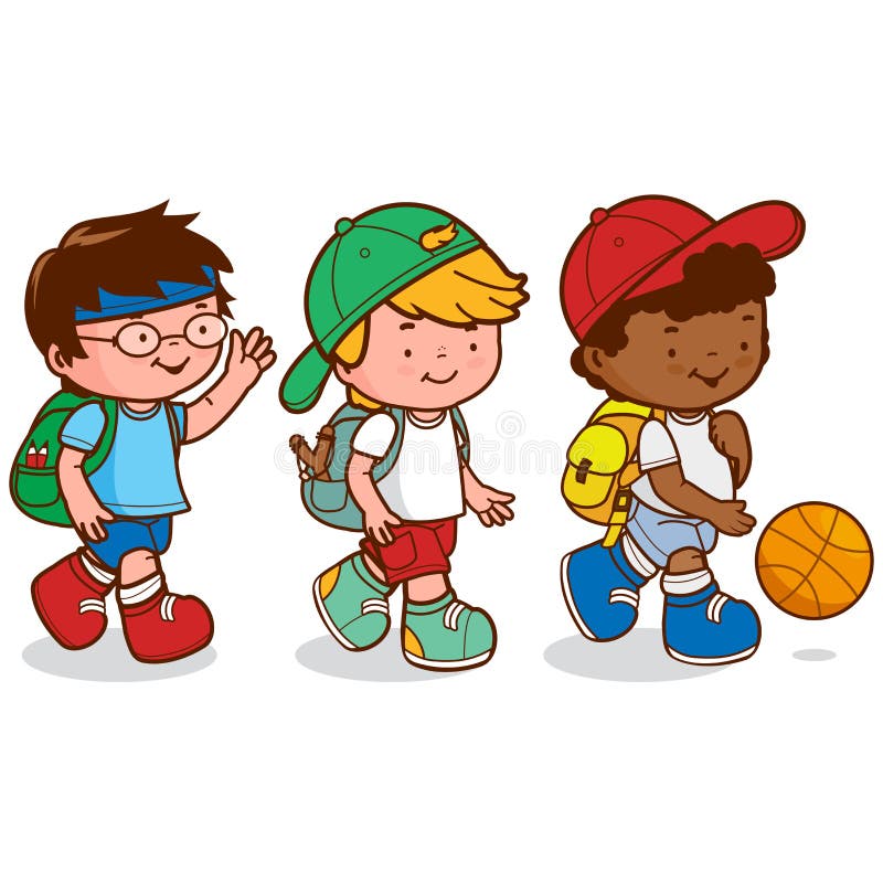 Children walking to play basketball royalty free illustration Children walking to play basketball royalty free illustration