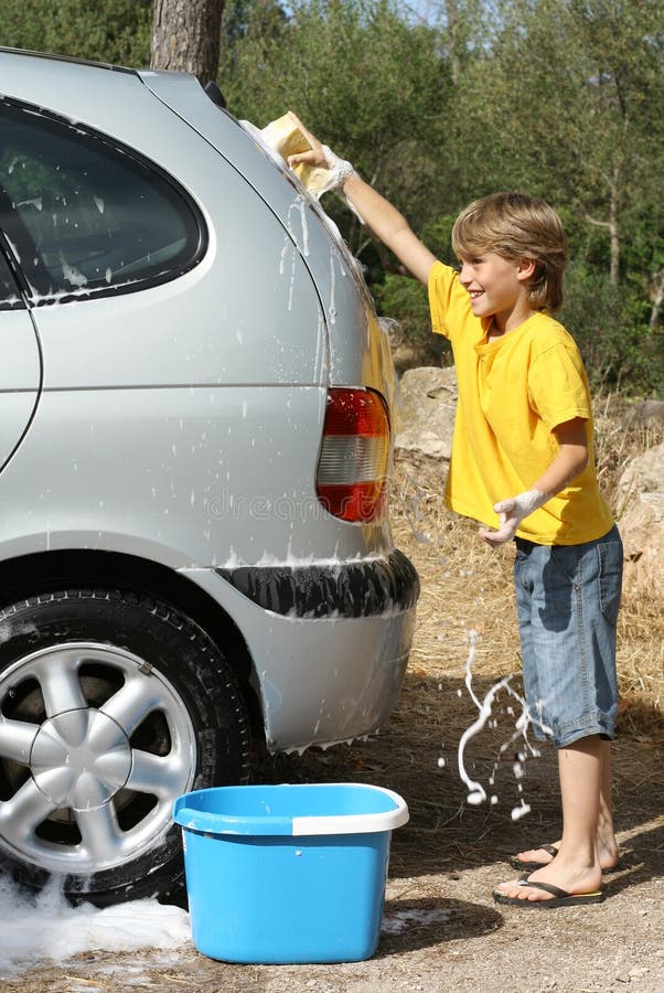 Washing car stock image. Image of scrub, bucket, children 868129