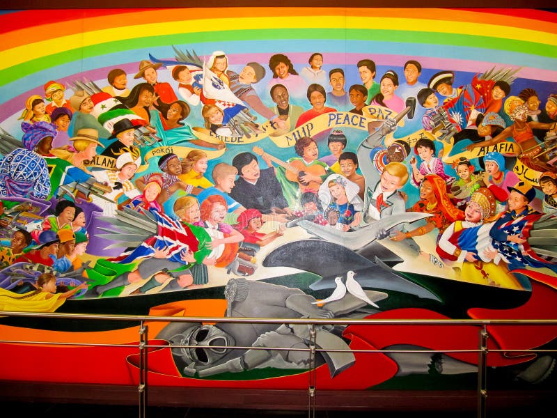 Children of the World Dream of Peace mural by Leo Tanguma at Denver International airport. DIA's Art Collection was honored for ten best airports for public art in the US