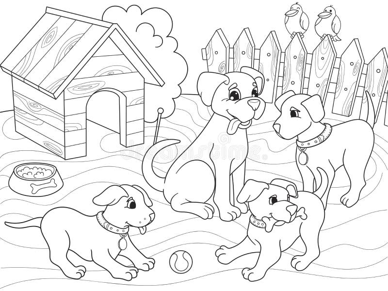 Dog Dachshund Dream Moon Coloring Pages Cartoon Stock Illustration ...