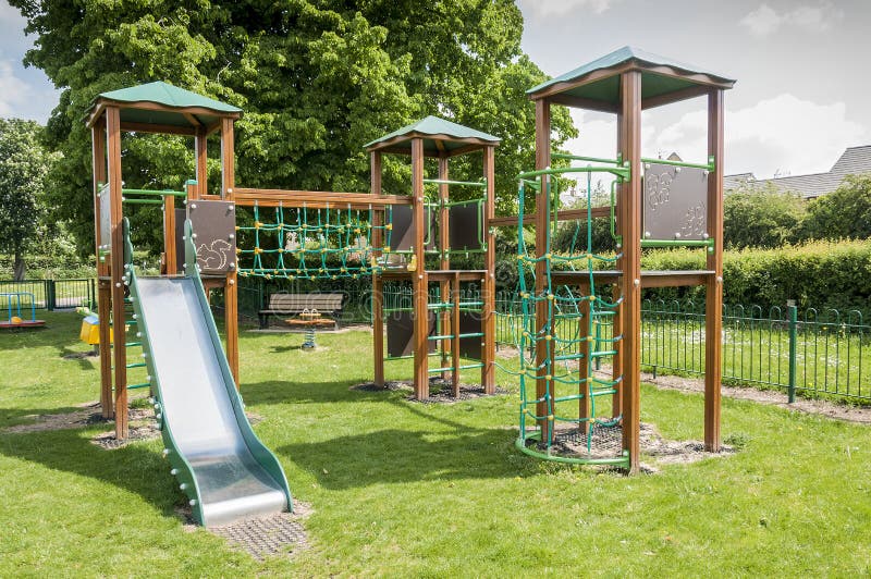 Childrens Outdoor Wooden Climbing Frame Stock Photo - Image of child, wooden: 27443884