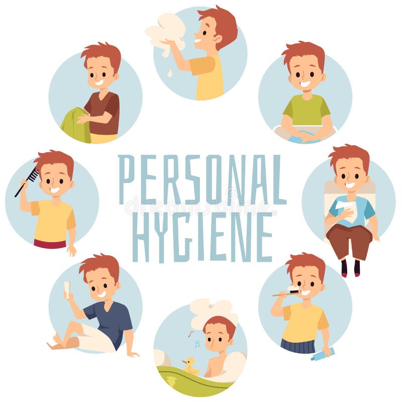 Childrens Personal Hygiene Infographic Set, Flat Vector Illustration. Stock  Vector - Illustration of wash, infographic: 220143501