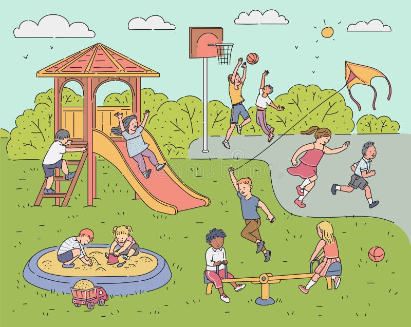 park drawing for kids