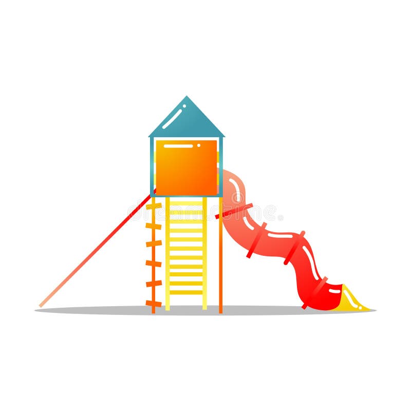 Childrens red tube slide with ladder vector illustration isolated on white background