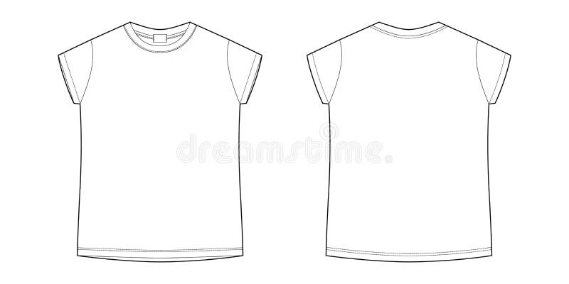 Childrens technical sketch tee shirt. T-shirt blank template vector illustration isolated